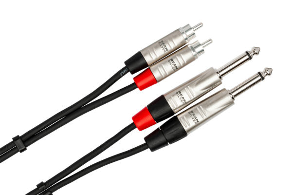 Hosa Pro HPR-003X2 Stereo Interconnect Cable - Dual REAN 1/4-inch TS Male to RCA Male - 3 foot