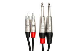Hosa Pro HPR-003X2 Stereo Interconnect Cable - Dual REAN 1/4-inch TS Male to RCA Male - 3 foot