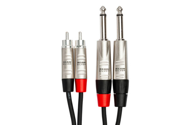 Hosa Pro HPR-010X2 Stereo Interconnect Cable - Dual REAN 1/4-inch TS Male to RCA Male - 10 foot