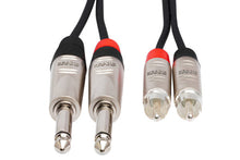 Charger l'image dans la galerie, Hosa Pro HPR-003X2 Stereo Interconnect Cable - Dual REAN 1/4-inch TS Male to RCA Male - 3 foot
