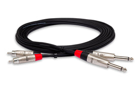 Hosa Pro HPR-015X2 Stereo Interconnect Cable - Dual REAN 1/4-inch TS Male to RCA Male - 15 foot