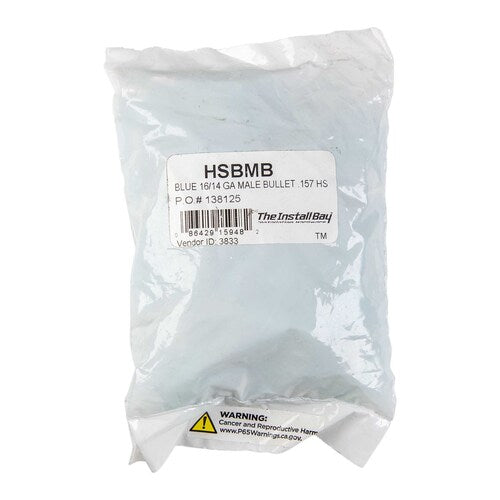 Install Bay HSBMB Heat Shrink Blue Male Bullet Connector 16-14 Gauge .157