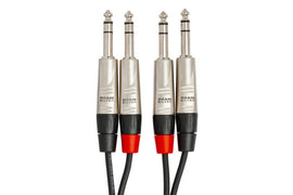 Hosa Pro HSS-001.5X2 Stereo Interconnect Cable - Dual REAN 1/4-inch TRS Male to Dual REAN 1/4-inch TRS Male - 1.5 foot