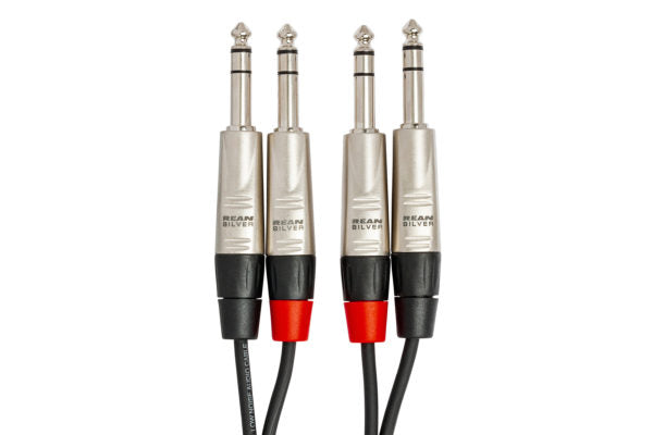 Hosa Pro HSS-003X2 Stereo Interconnect Cable - Dual REAN 1/4-inch TRS Male to Dual REAN 1/4-inch TRS Male - 3 foot