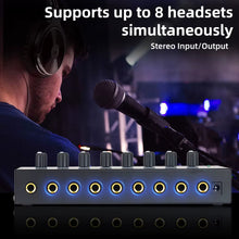 Charger l'image dans la galerie, MR DJ Microamp HA800PRO Ultra-compact 8-channel stereo headphone amplifier