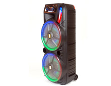 Load image into Gallery viewer, 2 MR DJ HOLLYWOOD+ Dual 15" Rechargeable Portable Bluetooth Karaoke Speaker Party Flame Lights with 2 Wireless Microphone TWS USB FM Radio
