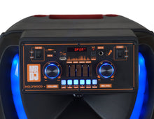 Load image into Gallery viewer, 2 MR DJ HOLLYWOOD+ Dual 15" Rechargeable Portable Bluetooth Karaoke Speaker Party Flame Lights with 2 Wireless Microphone TWS USB FM Radio