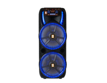 Load image into Gallery viewer, MR DJ HOLLYWOOD+ Dual 15" Rechargeable Portable Bluetooth Karaoke Speaker Party Flame Lights with 2 Wireless Microphone TWS USB FM Radio