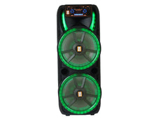 Load image into Gallery viewer, MR DJ HOLLYWOOD+ Dual 15" Rechargeable Portable Bluetooth Karaoke Speaker Party Flame Lights with 2 Wireless Microphone TWS USB FM Radio