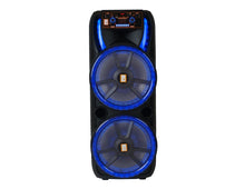 Load image into Gallery viewer, 2 MR DJ HOLLYWOOD+ Dual 15" Rechargeable Portable Bluetooth Karaoke Speaker Party Flame Lights with 2 Wireless Microphone TWS USB FM Radio