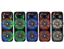Load image into Gallery viewer, MR DJ HOLLYWOOD+ Dual 15" Rechargeable Portable Bluetooth Karaoke Speaker Party Flame Lights with 2 Wireless Microphone TWS USB FM Radio