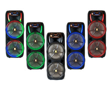 Load image into Gallery viewer, 2 MR DJ HOLLYWOOD+ Dual 15" Rechargeable Portable Bluetooth Karaoke Speaker Party Flame Lights with 2 Wireless Microphone TWS USB FM Radio