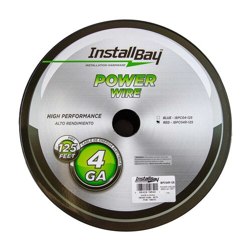 Install Bay IBPC04R-125 CCA Value Line 4 Gauge Power Cable Red - 125 Foot Coil