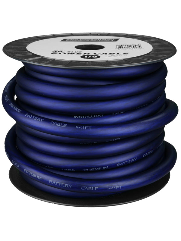 Install Bay IBPC10-50 CCA Value Line 1/0 Gauge Power Cable Blue - 50 Foot Coil