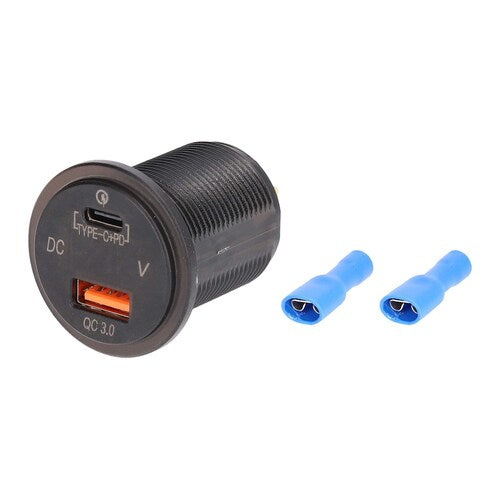 Install Bay IBR117 Type C + USB 3.0 4X Charge + Voltmeter Flush Mount - Retail Pack