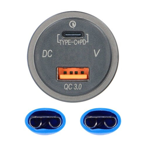 Install Bay IBR117 Type C + USB 3.0 4X Charge + Voltmeter Flush Mount - Retail Pack