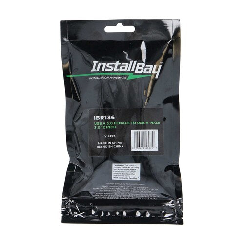 Install Bay IBR136 USB A 3.0 Female To USB A Male 3.0 1 Ft.