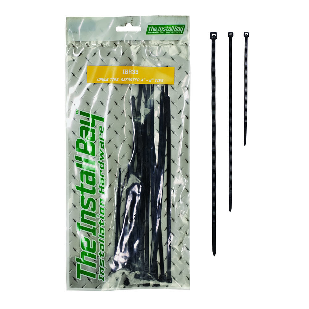 Install Bay IBR33 Assorted Cable Ties 4in/6in/8in- 24 pieces - Retail Pack