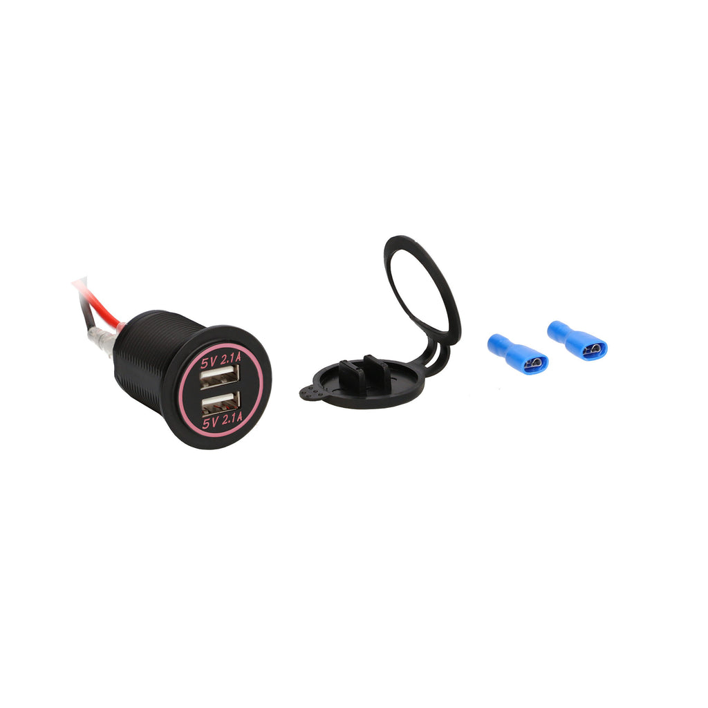 Install Bay IBR85 Dual USB Charger 4.2 Amp Flush Mount - Red - Retail Pack