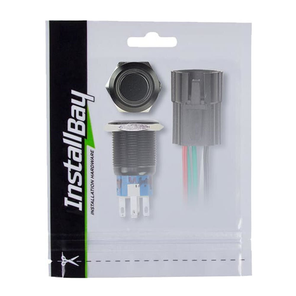 Install Bay IBRBSW19 19MM Black Round Switch W/Latch & Harness - White