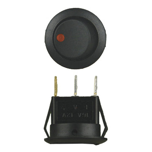 Install Bay IBRRSR Round Rocker Switch With Red Led No Leads 20amp - Pack of 5