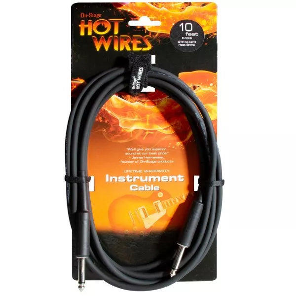 On-Stage IC-10HS Instrument Cable with Heat-Shrink Relief (QTR-QTR, 10')