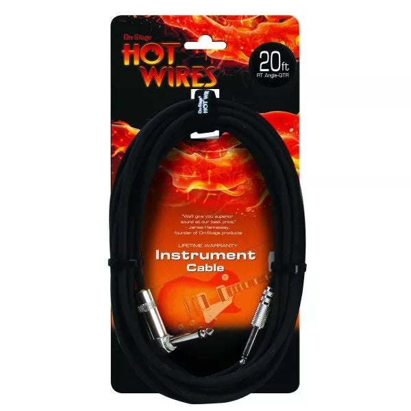 On-Stage IC-20R Instrument Cable (QTR Right Angle-QTR, 20')