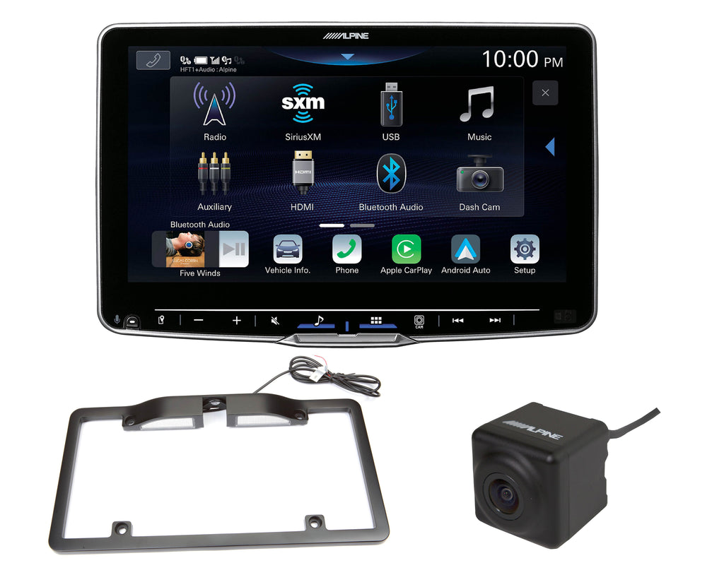 Alpine Halo 9 iLX-F509 9" Digital multimedia receiver+Alpine HCE-C1100 Backup camera surface-mount+ Alpine KTX-C10LP License plate mounting kit for select Alpine rear-view cameras