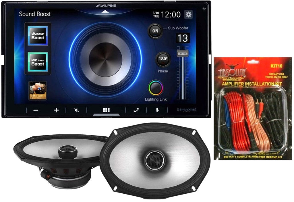 Alpine ILX-W670 Digital In-dash Receiver & Alpine S2-S69 Type S 6x9 Coaxial Speaker & KIT10 Installation AMP Kit