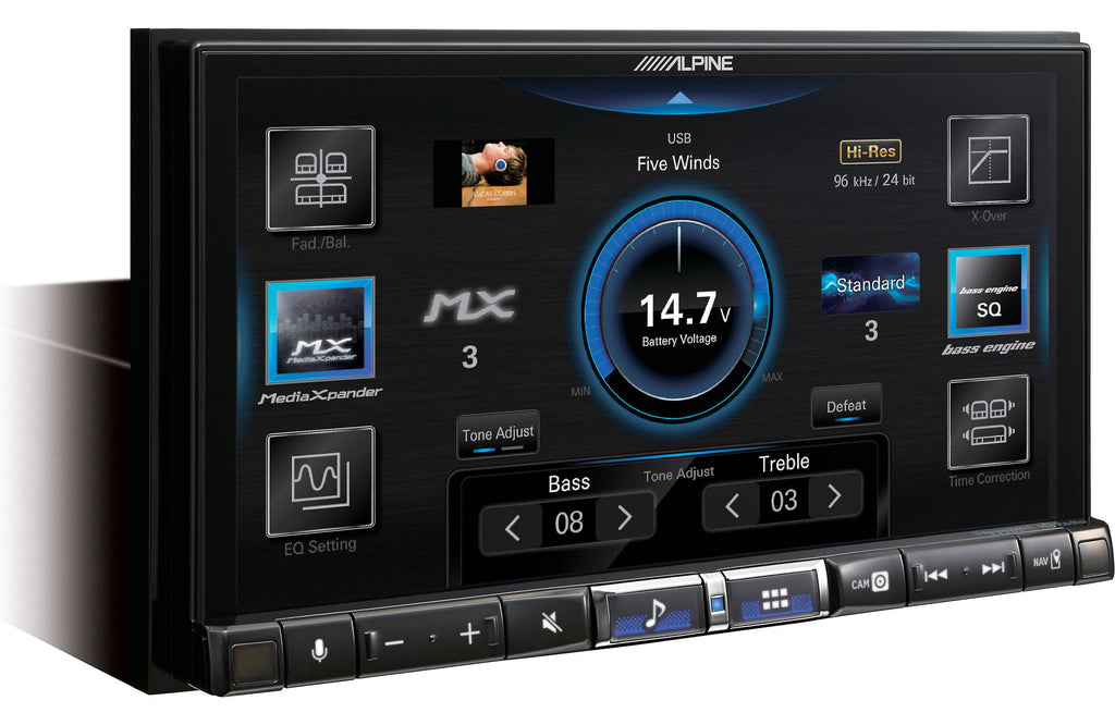 Alpine iLX-507 7" Digital multimedia receiver+RUX-H02 subwoofer level controller