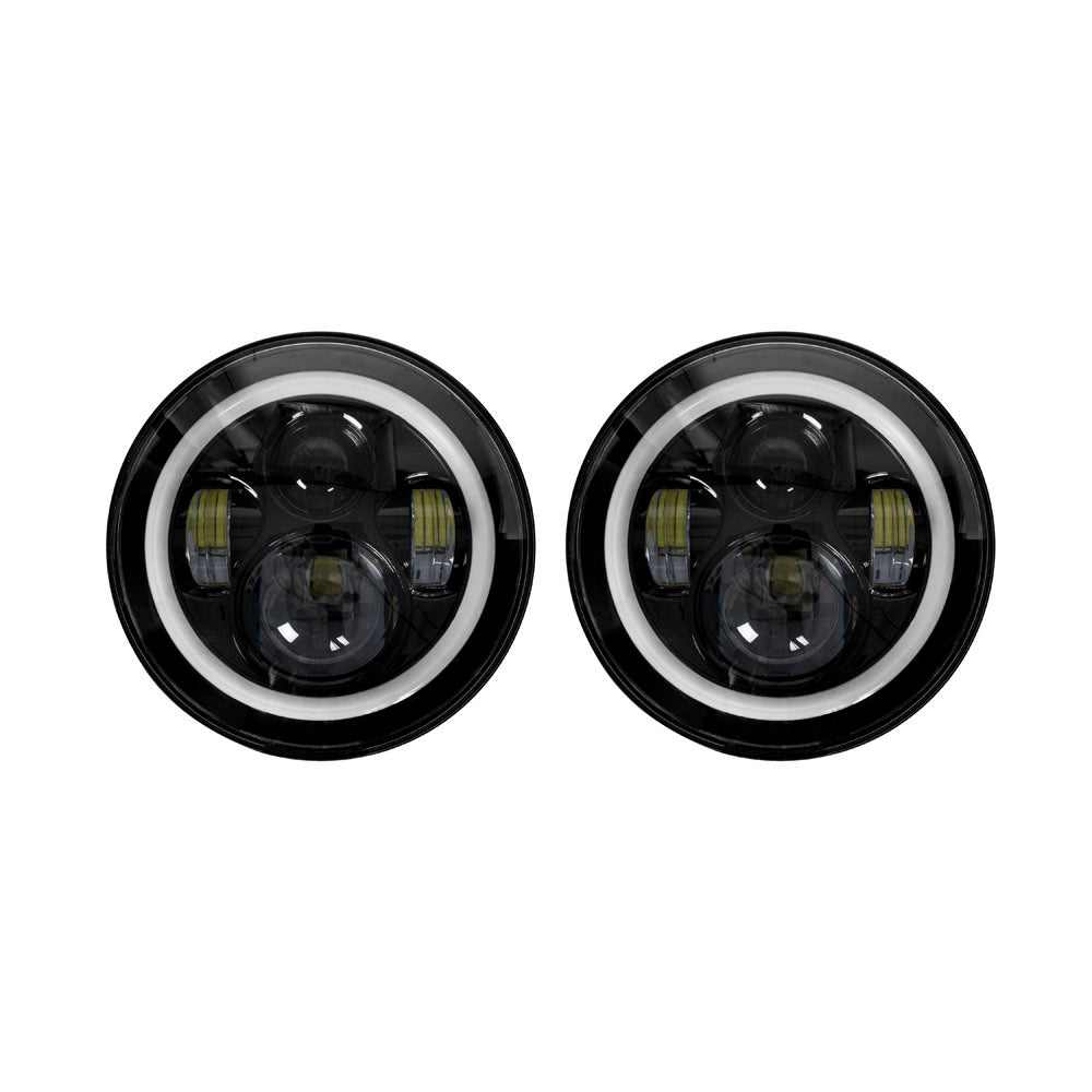 Jeep JP-702B 7" LED Light with Black Face and Full Halo - 7 Inch, 9 LED