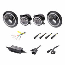 Load image into Gallery viewer, Jeep JP-707RGBKT Chasing Halo LED 7" Headlights &amp; 4" Fog Lights w/Controller