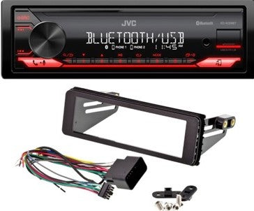 JVC KD-XD28BT Single DIN Digital Media Receiver Bluetooth and Harley Davidson Single DIN Dash Kit 1998-2013