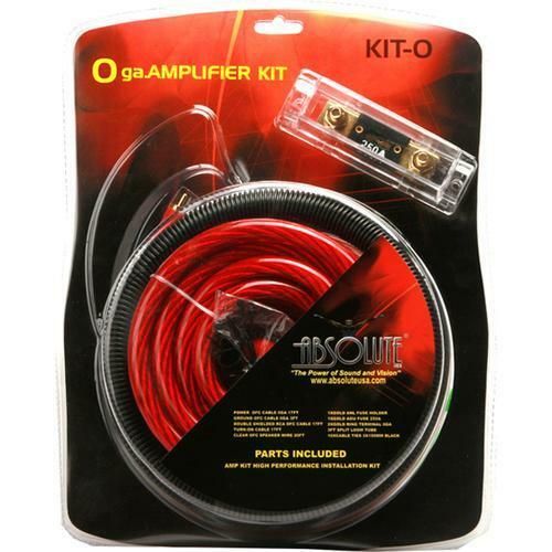 Absolute USA KIT0R4000 0 Gauge Amp Kit Amplifier Install Wiring 1/0 Ga Pro Installation Cables 4000W