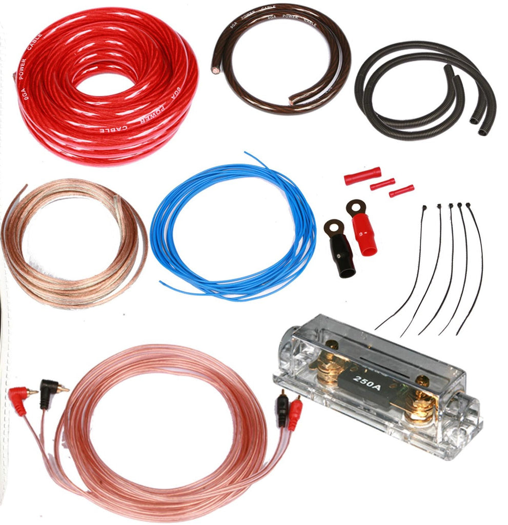 Absolute USA KIT0R4000 0 Gauge Amp Kit Amplifier Install Wiring 1/0 Ga Pro Installation Cables 4000W