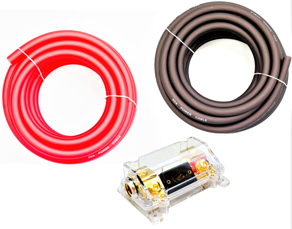 2 AT TKIT025RB 0 Gauge 50' Red/Black Power/Ground Wire Amplifier Amp Kit