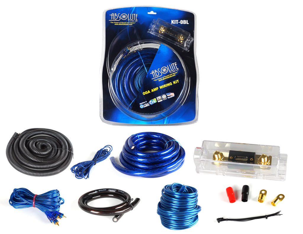 Absolute KIT0BL Complete 0 Gauge Blue Amp Kit with RCA Interconnect Cable (Blue)
