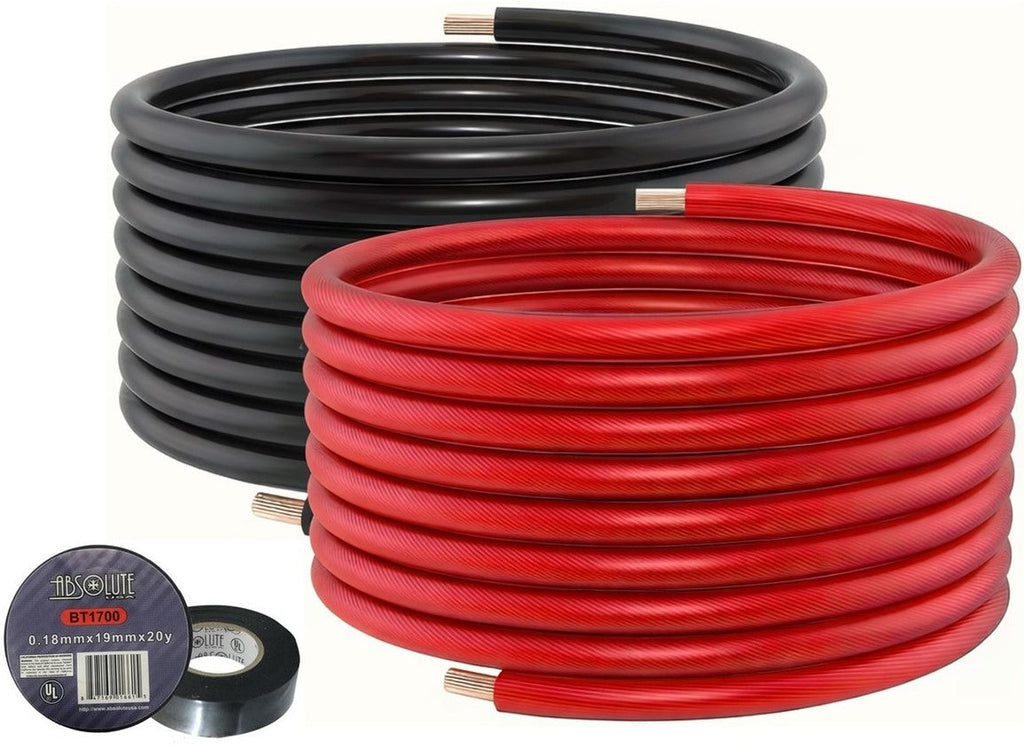 Absolute KIT4-25RBT-AGU 50 Feet 25' Red 25' Black 4 Gauge Power Wire AGU Tape