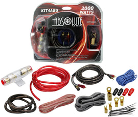 Absolute KIT4AGU PRO Marine Car RV Complete Amplifier Installation Amp Kit