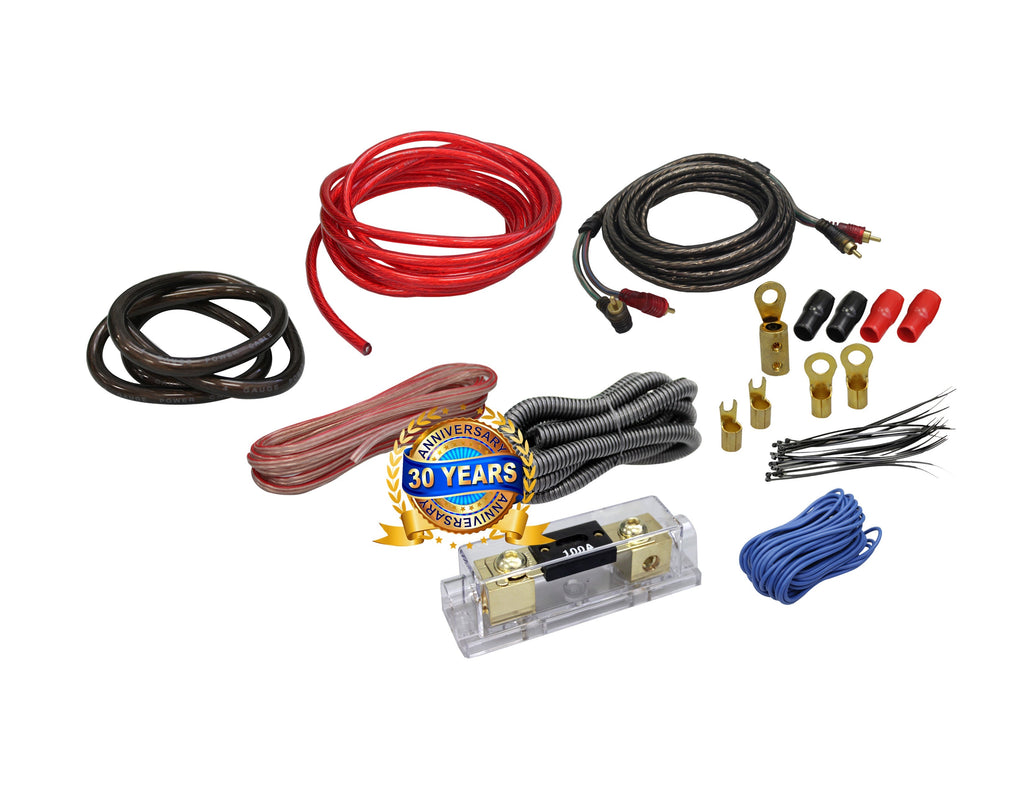American Terminal 3500W 4 Gauge Complete Car Audio Amplifier Wiring Installation Kit with ANL Fus Blue