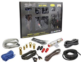 Absolute KIT4BK Complete PRO Marine Auto Car RV 4 Gauge 2000 Watts Amplifier Complete Installation Amp Kit Power Wiring