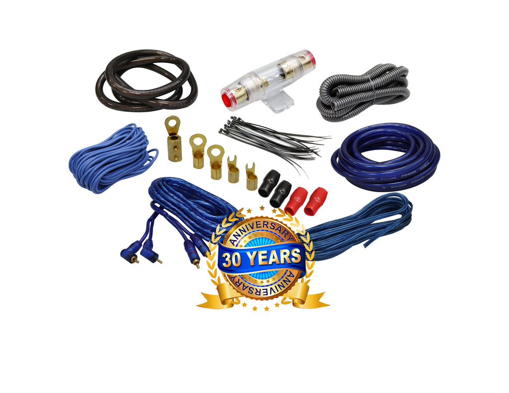 Complete 5 Channels 2000W 4 Gauge Amplifier Installation Wiring Kit Amp PK2 Blue