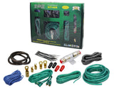 Absolute KIT4GR Complete PRO Marine Auto Car RV 4 Gauge 2000 Watts Amplifier Complete Installation Amp Kit Power Wiring with Green Accent Color Scheme