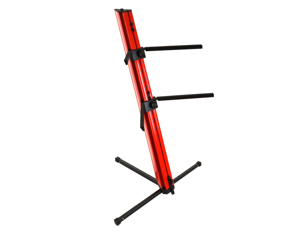 MR DJ KS1000R PRO Red 2-Tier Red Column Keyboard Stand W 5/8" Mic Mount