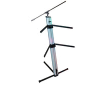 Load image into Gallery viewer, MR DJ KSPRO1500S PRO 2-Tier Silver Column Keyboard Stand W Mic Boom Arm + Case