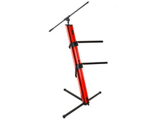 Load image into Gallery viewer, MR DJ KSPRO1500R PRO 2-Tier Red Column Keyboard Stand W Mic Boom Arm + Case