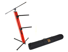Load image into Gallery viewer, MR DJ KSPRO1500R PRO 2-Tier Red Column Keyboard Stand W Mic Boom Arm + Case