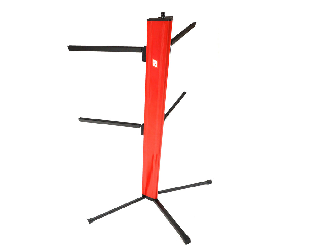MR DJ KSPRO1500R PRO 2-Tier Red Column Keyboard Stand W Mic Boom Arm + Case
