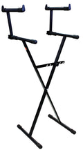 Load image into Gallery viewer, MR DJ KS500 2 Tier Double X Keyboard Stand Adjust Height Portable Two-Tier Stand