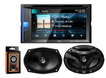 Load image into Gallery viewer, JVC KW-V250BT Car DVD CD Receiver 6.2&quot; Monitor w/Bluetooth/13-Band EQ+JVC CS-DF6920 6&quot;x9&quot; DF Series 2-Way Coaxial Car Speakers+Free Magnet Phone Holder